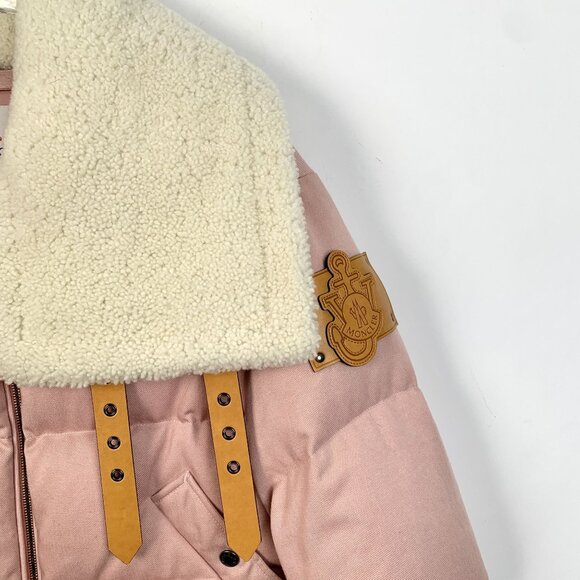 Moncler Pink Puffer Jacket With Shearling Collar Womens - Picture 3 of 8